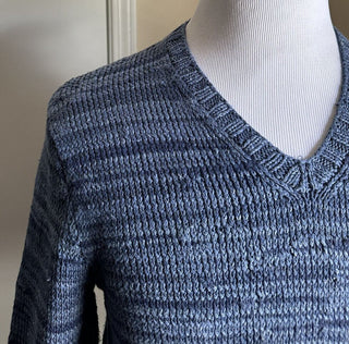 NWT $1295 Ralph Lauren Purple Label Мужской свитер ручной вязки с V-образным вырезом Синий M
