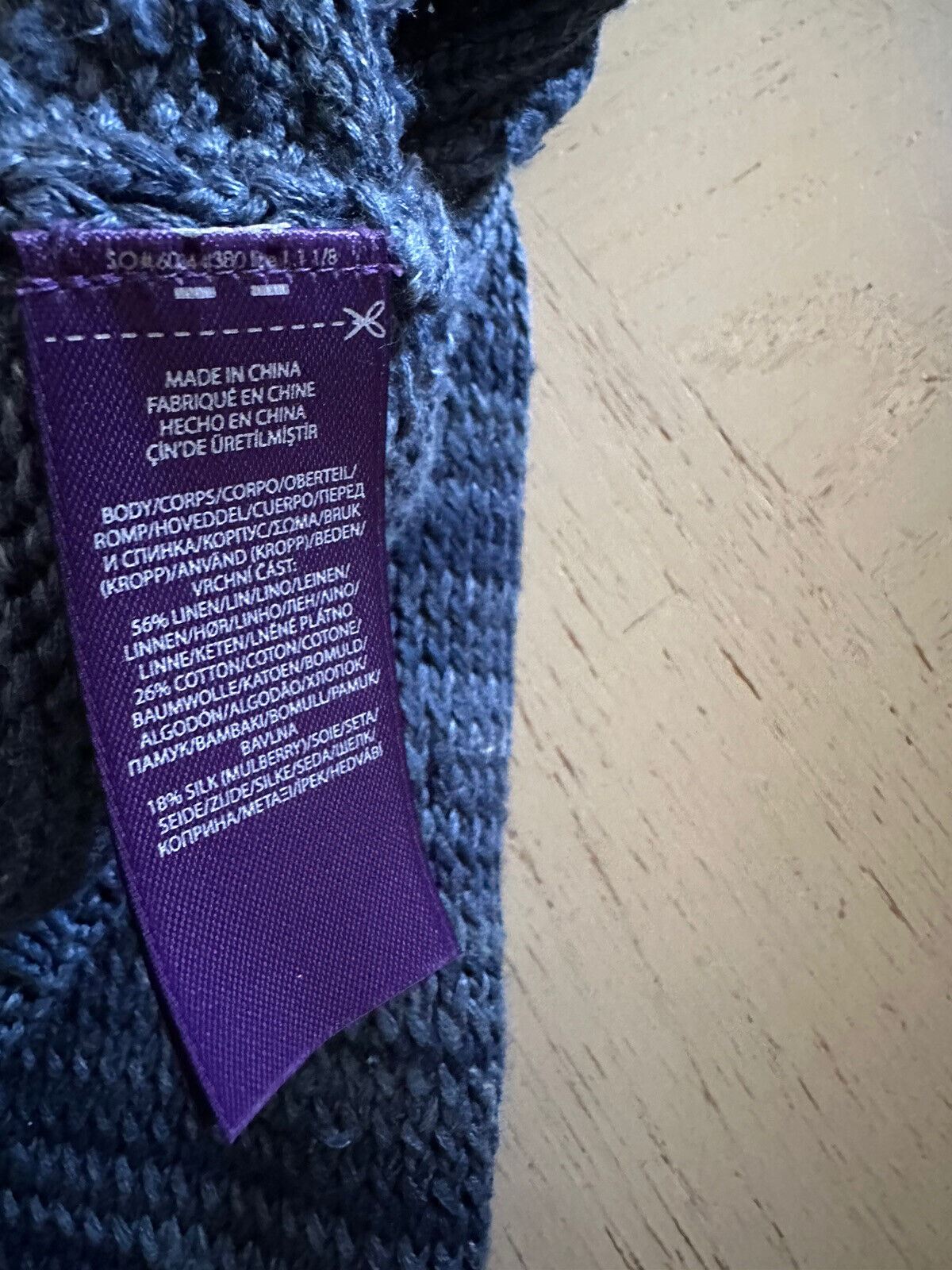 NWT $1295 Ralph Lauren Purple Label Men V Neck Hand Knit Sweater Blue M