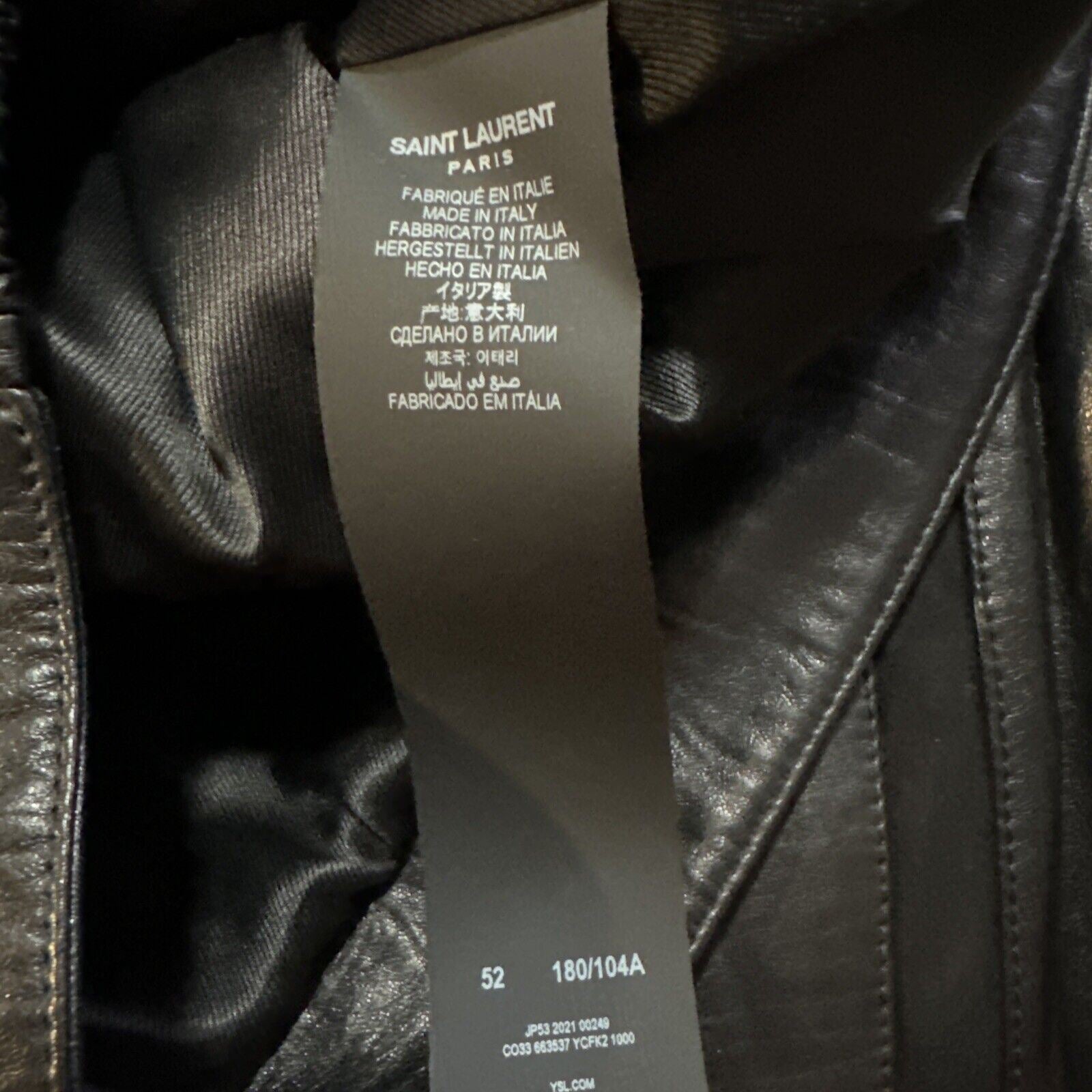 New $5490 Saint Laurent Men’s Leather/Suede Jacket Coat Black 42 US/52 Eu Italy