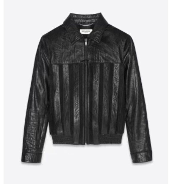 New $5490 Saint Laurent Men’s Leather/Suede Jacket Coat Black 42 US/52 Eu Italy