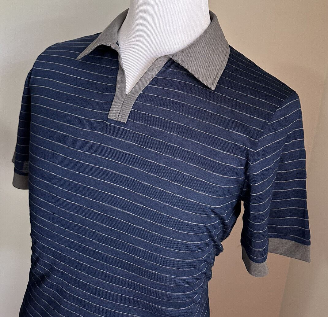 NWT $1025 Мужская шелковая футболка Giorgio Armani синяя 40 США/50 ЕС (М) Италия