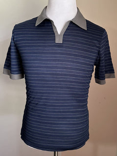 NWT $1025 Мужская шелковая футболка Giorgio Armani синяя 40 США/50 ЕС (М) Италия
