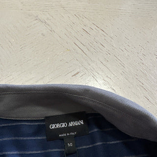 NWT $1025 Мужская шелковая футболка Giorgio Armani синяя 40 США/50 ЕС (М) Италия