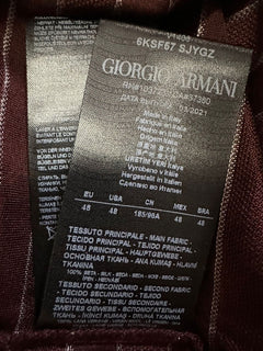 NWT $1025 Мужская шелковая футболка Giorgio Armani бордового цвета 38 США/48 ЕС (S) Италия