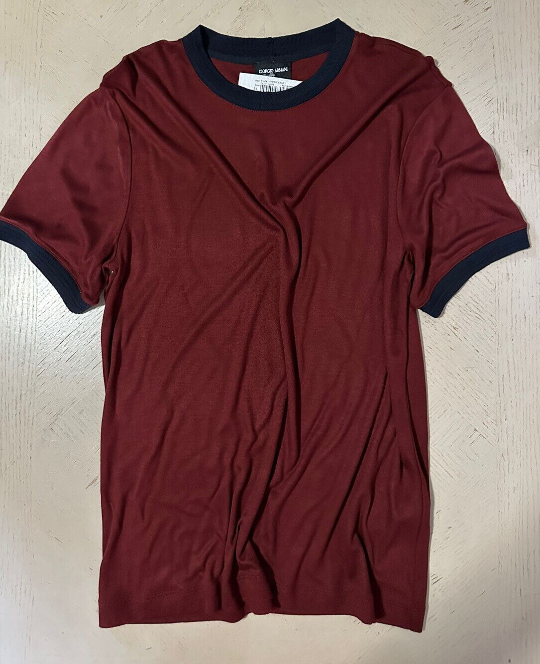 Neu mit Etikett: 575 $ Giorgio Armani Herren-T-Shirt Burgunderrot 48 US/58 Eu (XXL)