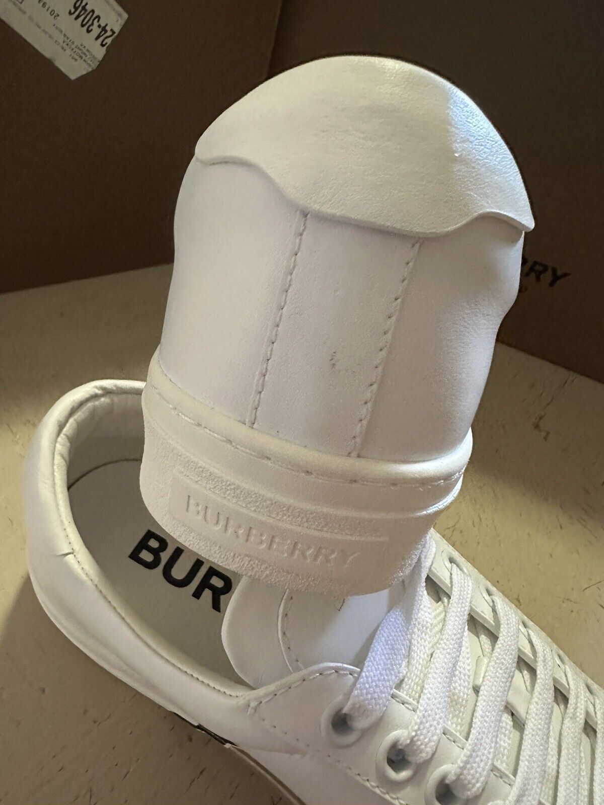 NIB Burberry Damen Rangleton Ledersneaker Weiß 10,5 US/40,5 Eu Italien