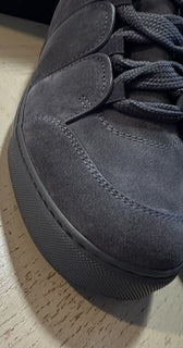 Neue $850 Ermenegildo Zegna Couture Wildleder/Leder Sneakers Schuhe Dunkelgrau 12 US