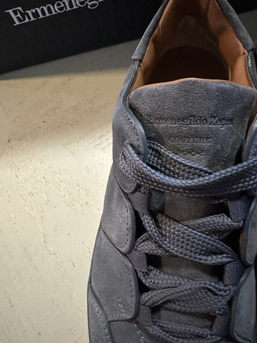 New $850 Ermenegildo Zegna Couture Suede/Leather Sneakers Shoes Dark Gray 12 US