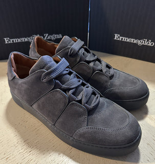 New $850 Ermenegildo Zegna Couture Suede/Leather Sneakers Shoe Dark Gray 10.5 US