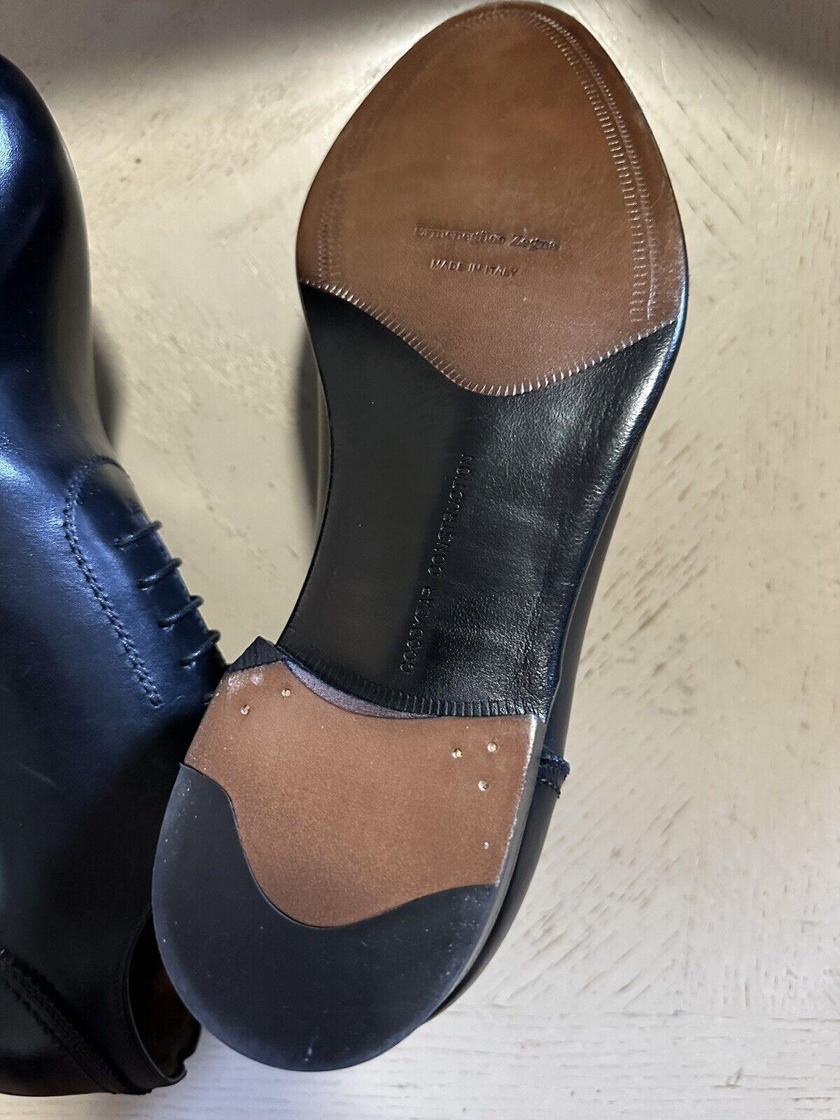 New $1250 Ermenegildo Zegna Couture Oxford Leather Shoes Black 10 US Italy