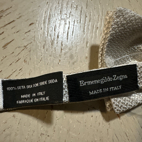 New Ermenegildo Zegna Silk Bow Tie Cream Made in Italy