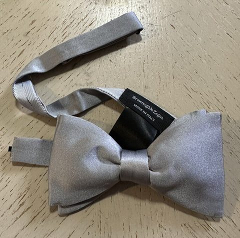 New Ermenegildo Zegna Silk Bow Tie Gray SLD Made in Italy