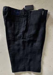 NWT $995 Kiton Mens Linen Short Pants Color Black Size 36 Italy