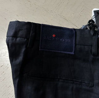 NWT $995 Kiton Mens Linen Short Pants Color Black Size 36 Italy