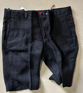 NWT $995 Kiton Mens Linen Short Pants Color Black Size 36 Italy