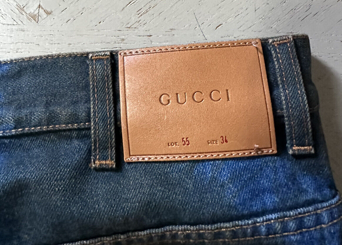 Neue 1200 $ Gucci Herren Jeans Denim Hose Blau 34 US Italien