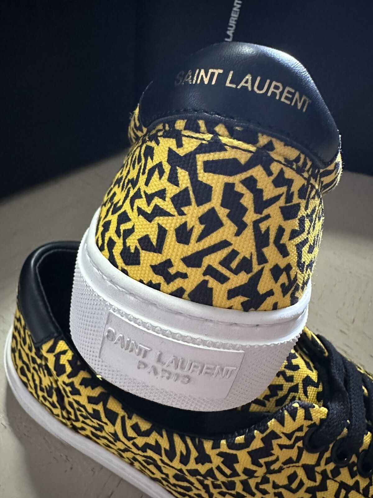 NIB Saint Laurent Herren Canvas Sneakers Schuhe Gelb/Schwarz 8 US/41 Eu Italien
