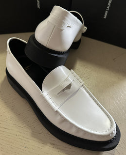 СПИ $845 Saint Laurent Мужские лоферы TEDDY 10 PENNY белые 10,5 США/43,5 ЕС