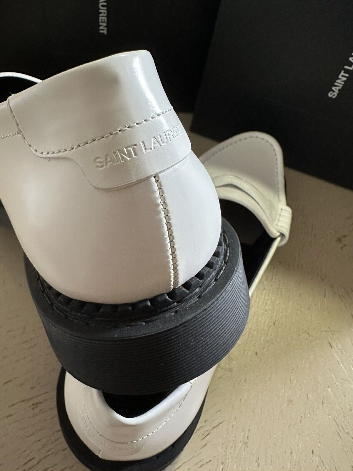 NIB $845 Saint Laurent Men’s TEDDY 10 PENNY Loafer Shoes White 10.5 US /43.5 Eu