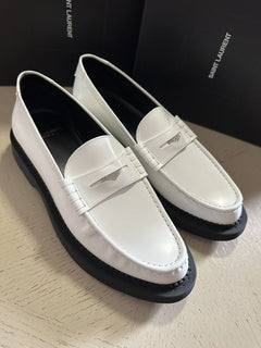 СПИ $845 Saint Laurent Мужские лоферы TEDDY 10 PENNY белые 10,5 США/43,5 ЕС