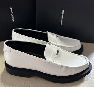 СПИ $845 Saint Laurent Мужские лоферы TEDDY 10 PENNY белые 10,5 США/43,5 ЕС