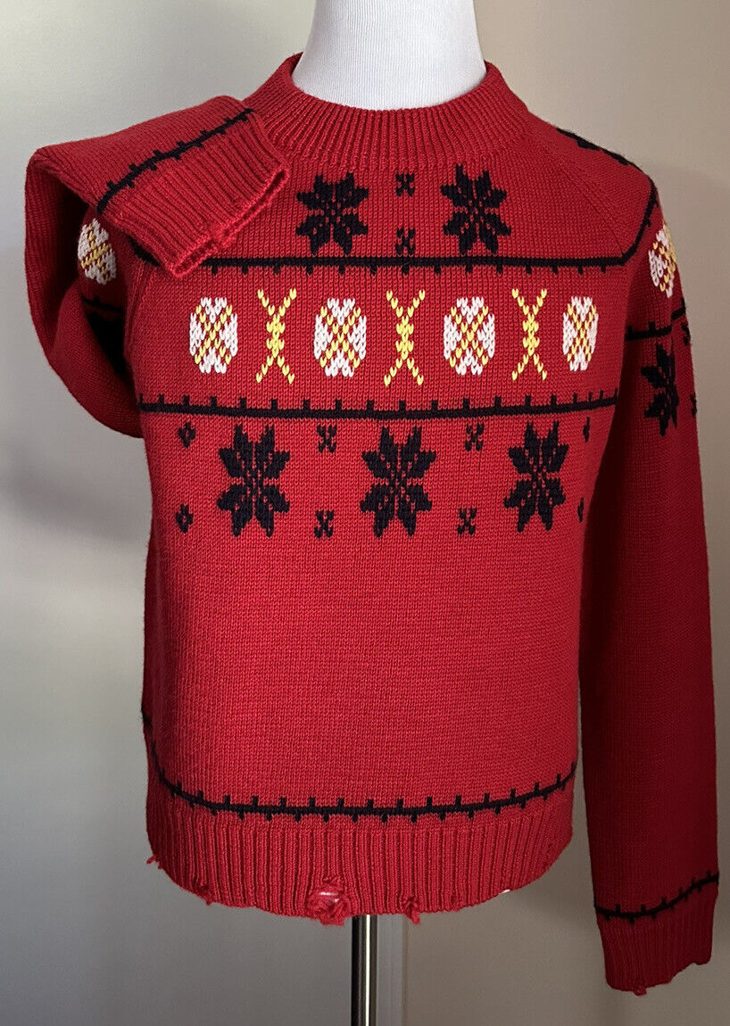 NWT $2490 Saint Laurent Мужской свитер из шерстяного жаккарда Красный XXL Италия