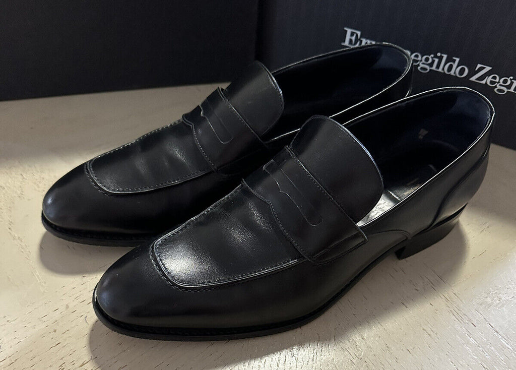 1395 $ Ermenegildo Zegna Couture Leder-Loafer-Schuhe Schwarz 10 US/43 Eu Italien