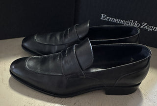 1395 $ Ermenegildo Zegna Couture Leder-Loafer-Schuhe Schwarz 10 US/43 Eu Italien