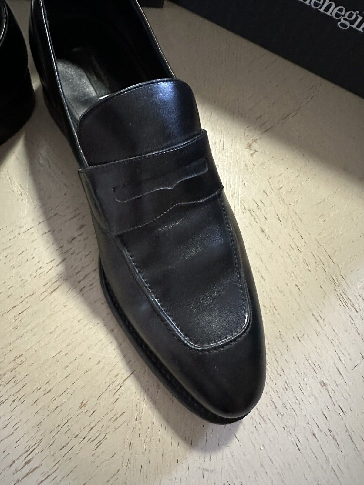 1395 $ Ermenegildo Zegna Couture Leder-Loafer-Schuhe Schwarz 10 US/43 Eu Italien