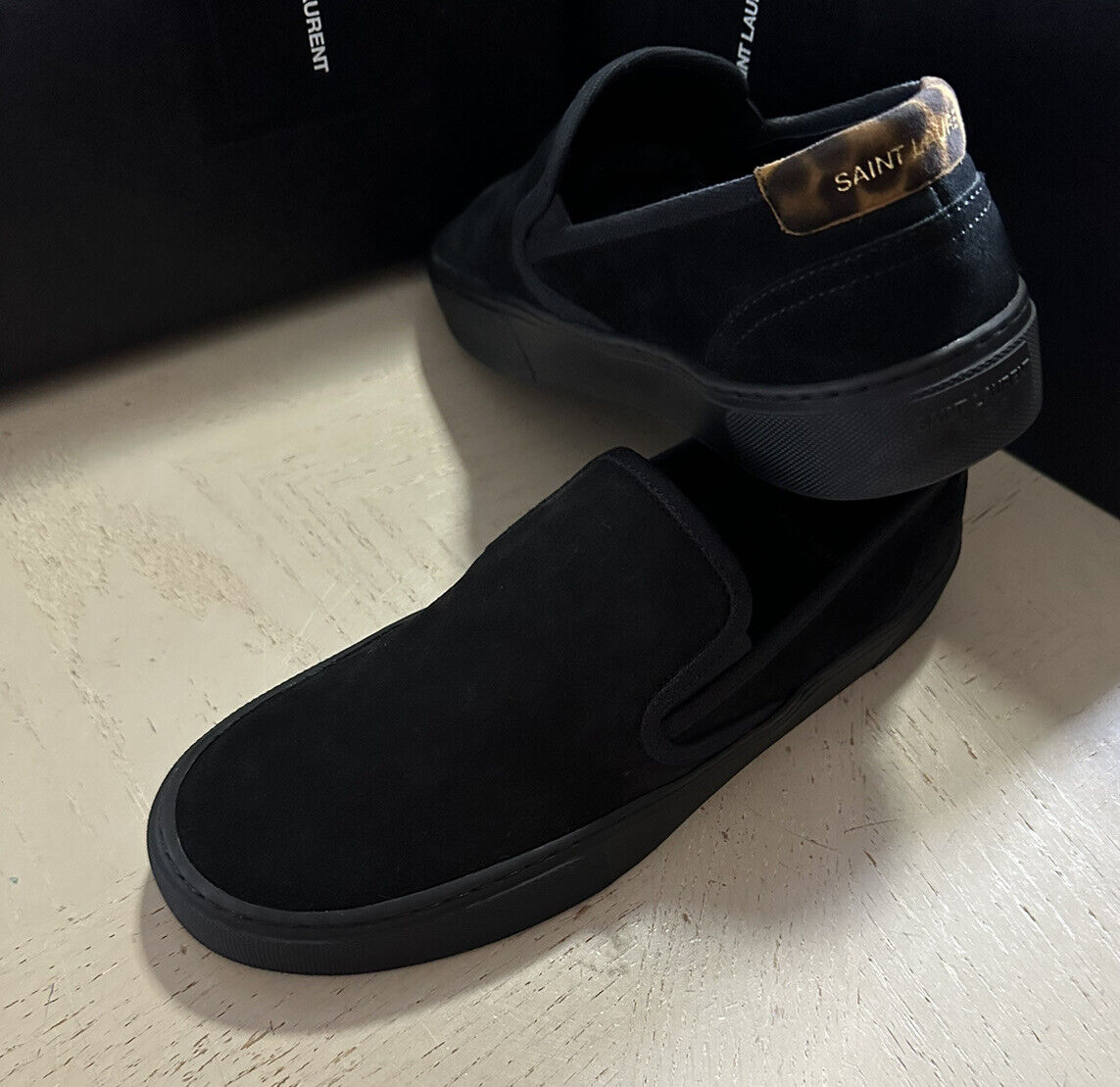 NIB Saint Laurent Men’s Suede Sneakers Shoes Black 8 US/41 Eu Italy
