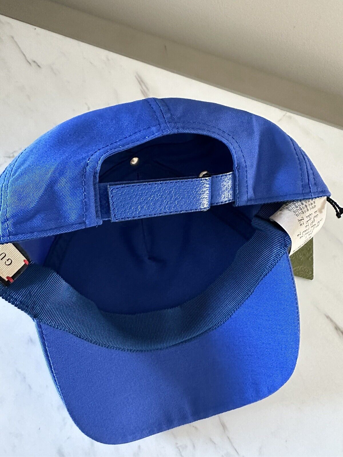 NWT Gucci Mens GG Logo Baseball Cap hat Royal Blue Size L