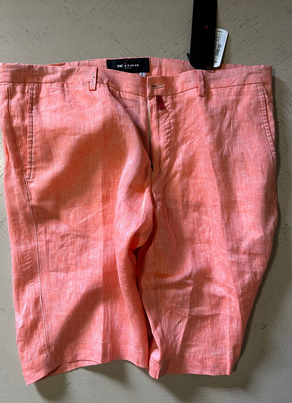 NWT $995 Kiton Mens Solid Linen Bermuda Shorts Pants Orange 40 US/56 Eu Italy