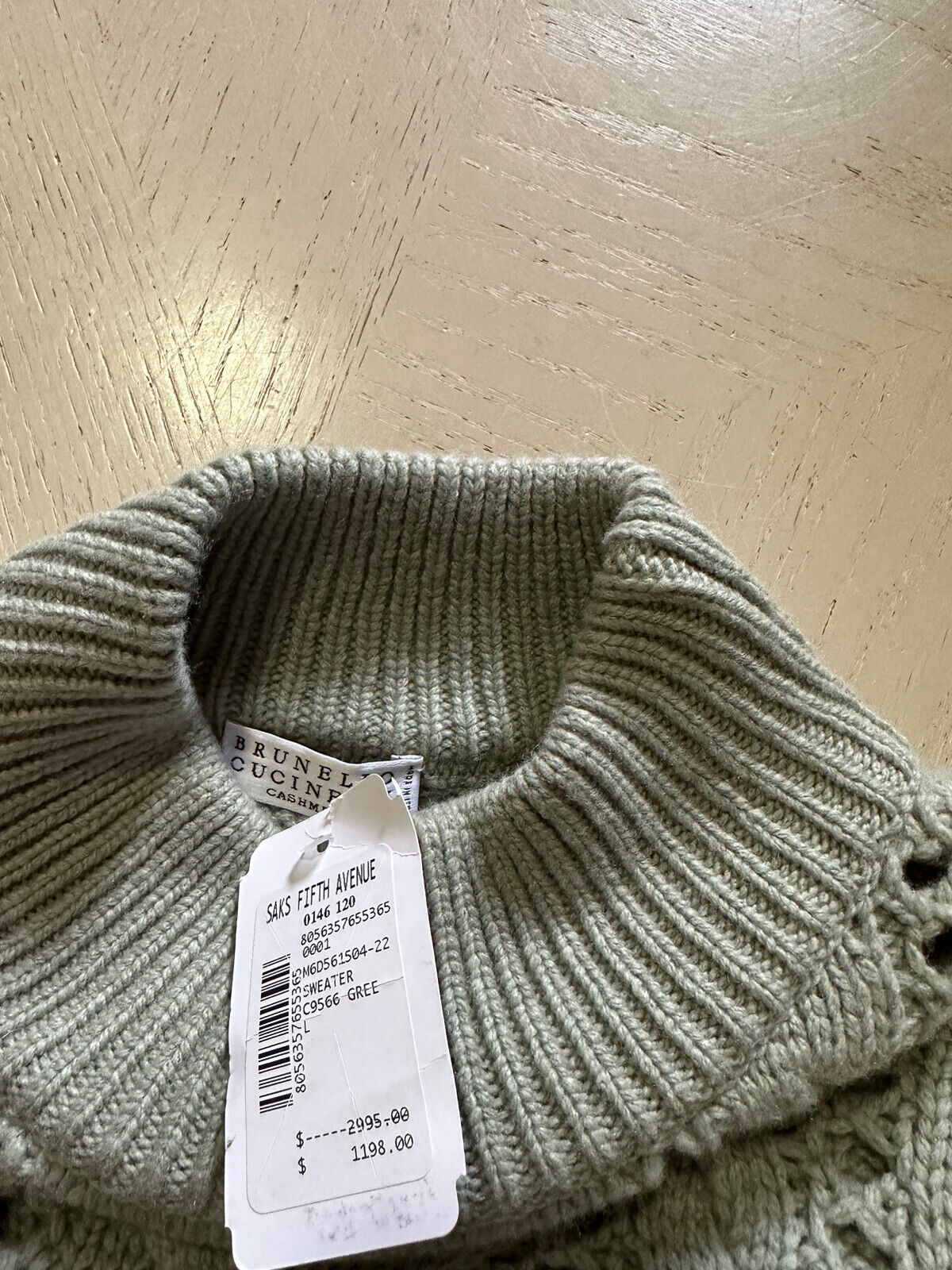 Новый женский свитер из натуральной шерсти Brunello Cucinelli стоимостью 2995 долларов США, зеленый L