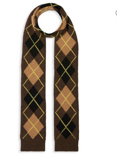 Новый удлиненный тонкий шарф Burberry Argyle Knit коричневого цвета