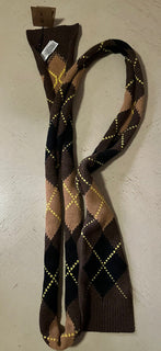 Новый удлиненный тонкий шарф Burberry Argyle Knit коричневого цвета