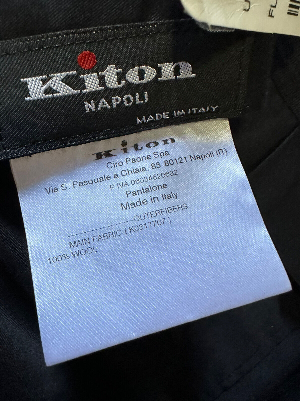 Neu mit Etikett: 1795 $ Kiton Herrenanzughose Schwarz 36 US/52 Eu Handgefertigt in Italien