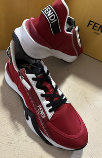 NIB $930 Кроссовки Fendi Flow с боковой молнией Красные 13 США/46 ЕС Италия