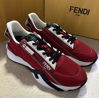 NIB $930 Кроссовки Fendi Flow с боковой молнией Красные 13 США/46 ЕС Италия