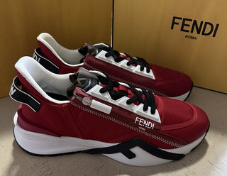 NIB $930 Кроссовки Fendi Flow с боковой молнией Красные 13 США/46 ЕС Италия