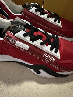 NIB $930 Кроссовки Fendi Flow с боковой молнией Красные 13 США/46 ЕС Италия