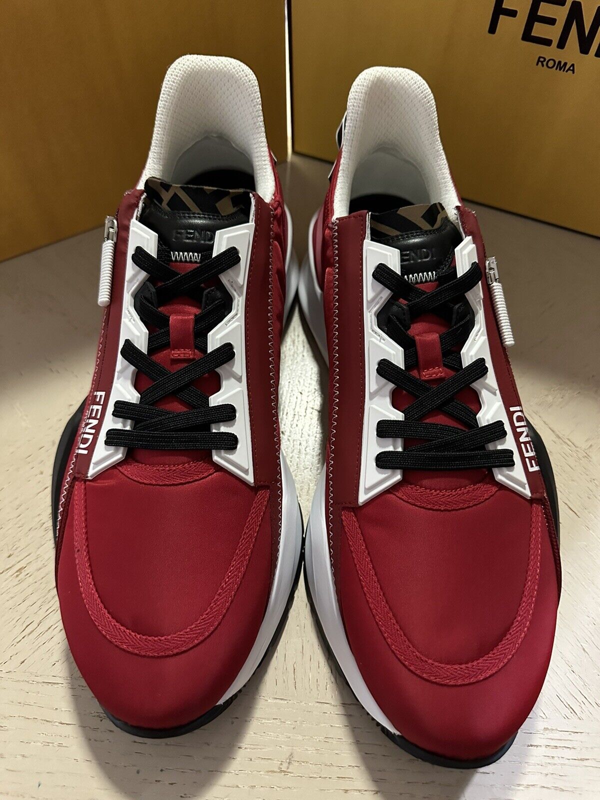 NIB $930 Fendi Flow Side-Zip Sneakers Red 13 US/46 Eu Italy