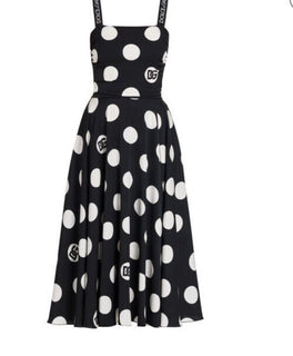 Новое платье DOLCE&amp;GABBANA Charmeuse St.Pois Grande, чёрный/белый, 38/4, Италия, $2595