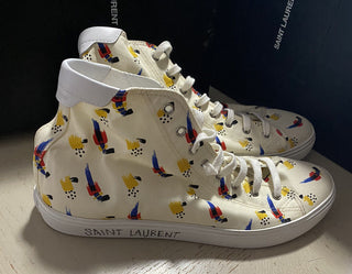 NIB Saint Laurent Мужские кроссовки Menphis из парусины/кожи Off White 9,5 US/42,5 EU