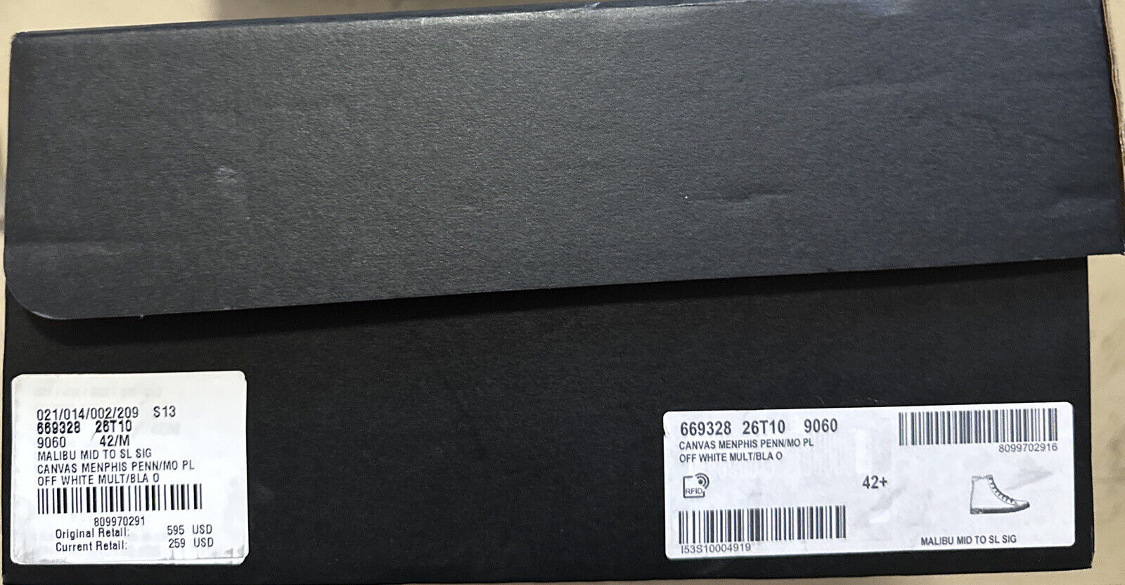 NIB Saint Laurent Men Canvas/Leather  Menphis Sneakers Off White 9.5 US/42.5 Eu