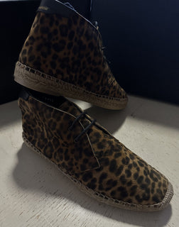 Новые мужские замшевые эспадрильи Saint Laurent с леопардовым принтом, кофе 8 США (41 ЕС)