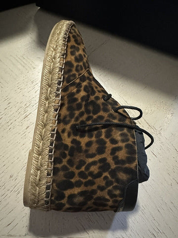 Neue Saint Laurent Herren Espadrille-Schuhe aus Wildleder mit Leopardenmuster, Kaffeebraun, 8 US (41 Eu)