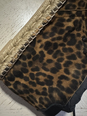 Neue Saint Laurent Herren Espadrille-Schuhe aus Wildleder mit Leopardenmuster, Kaffeebraun, 8 US (41 Eu)