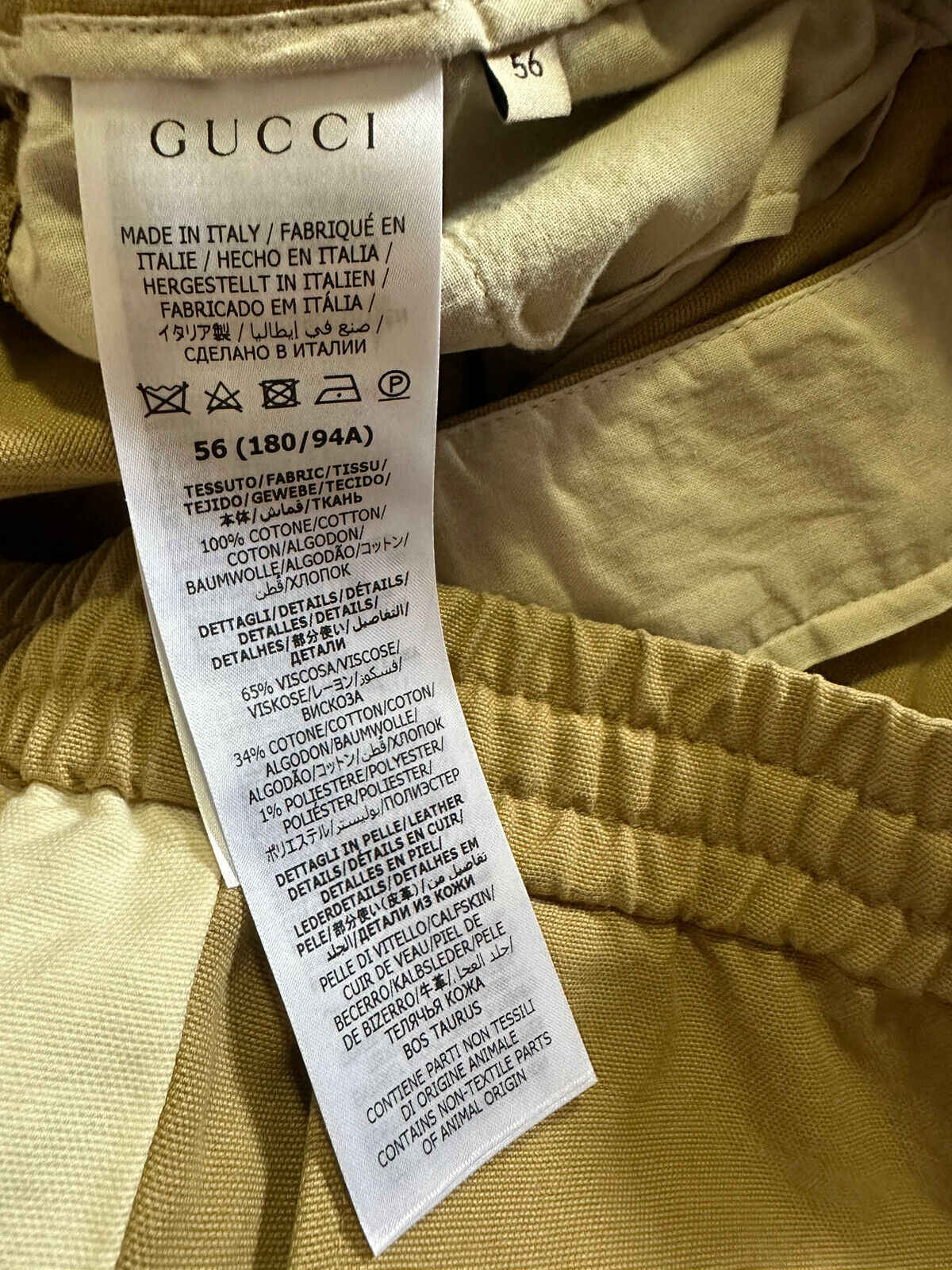 Neu mit Etikett: 1400 $ Gucci Herren-Shorts aus leichtem Baumwoll-Canvas, DK Beige/Mul. 40 US/56 Eu