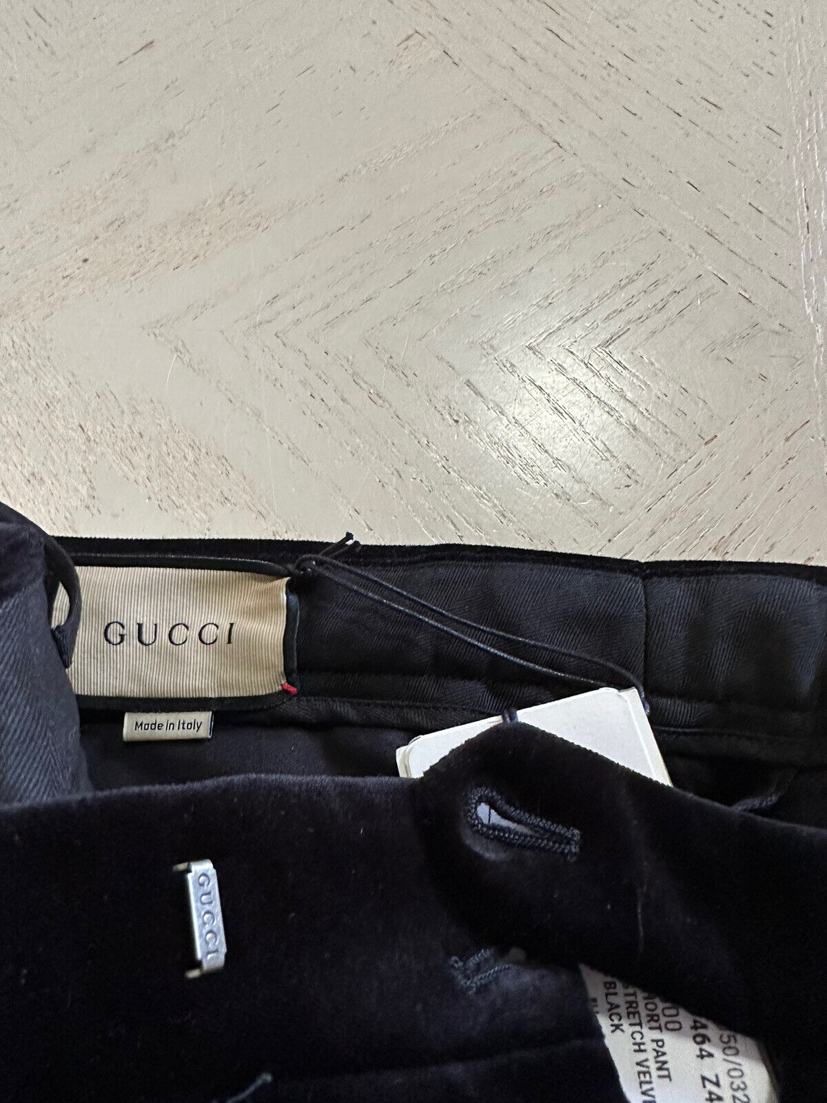СЗТ $1200 Gucci Мужские вельветовые эластичные бархатные короткие брюки черные 34 США/50 ЕС
