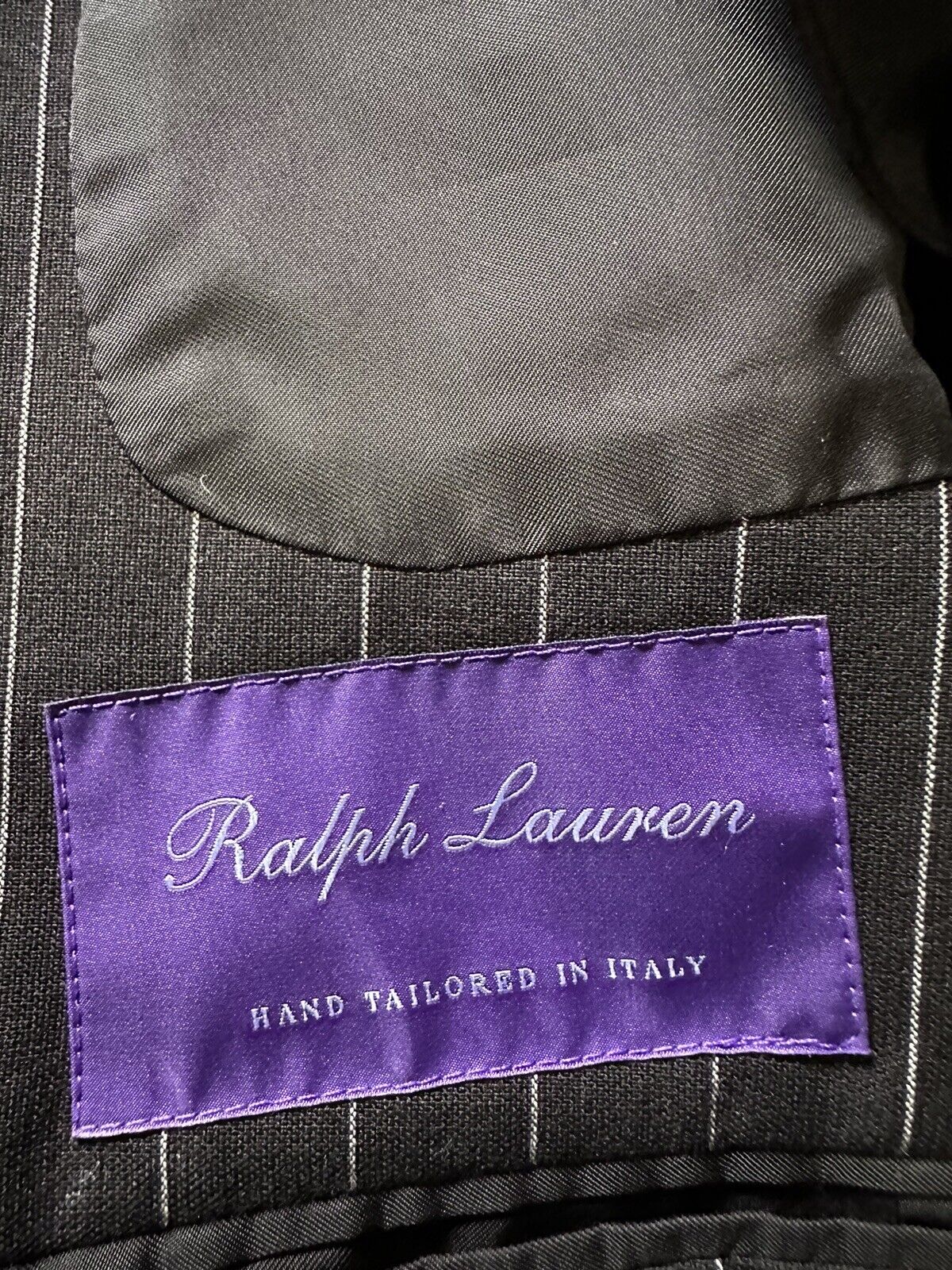 NWT $2695 Ralph Lauren Purple Label Men Blazer Jacket Black Striped 38R US/49R E